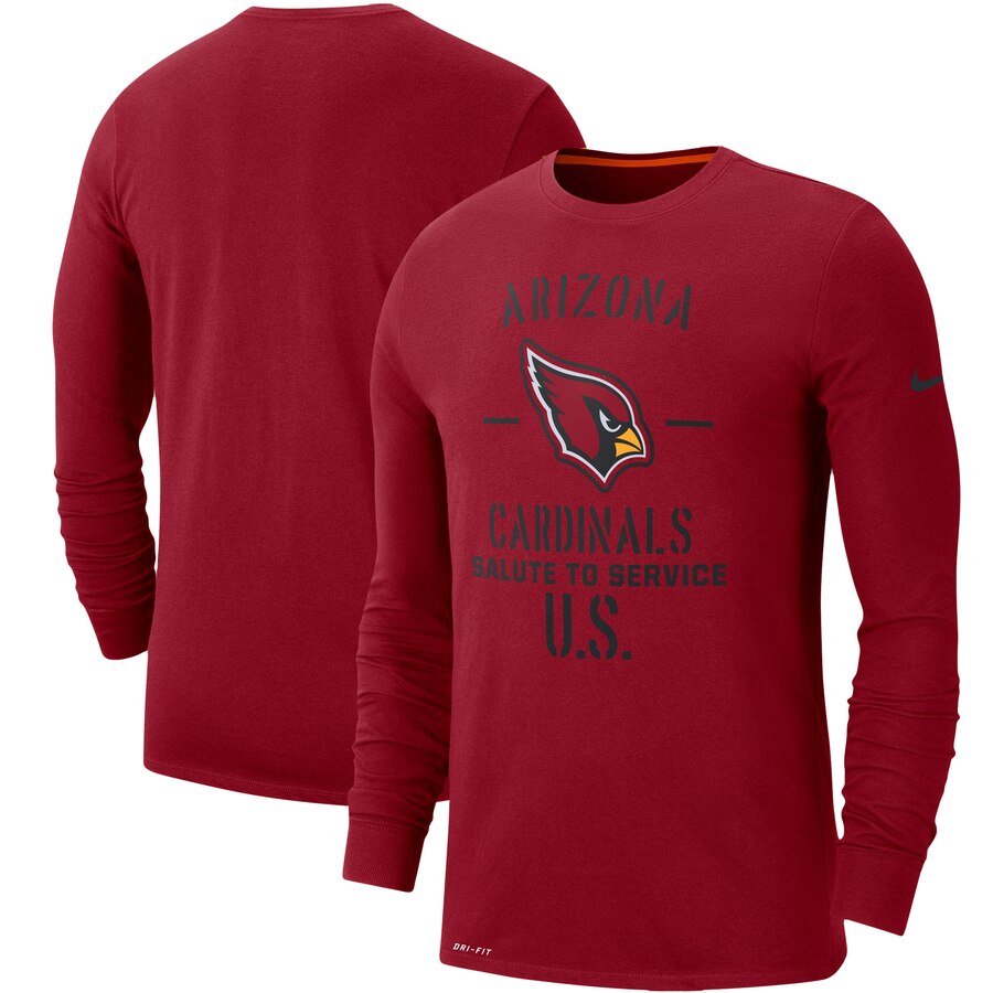 Men's Arizona Cardinals Nike Cardinal 2019 Salute to Service Sideline Performance Long Sleeve Shirt