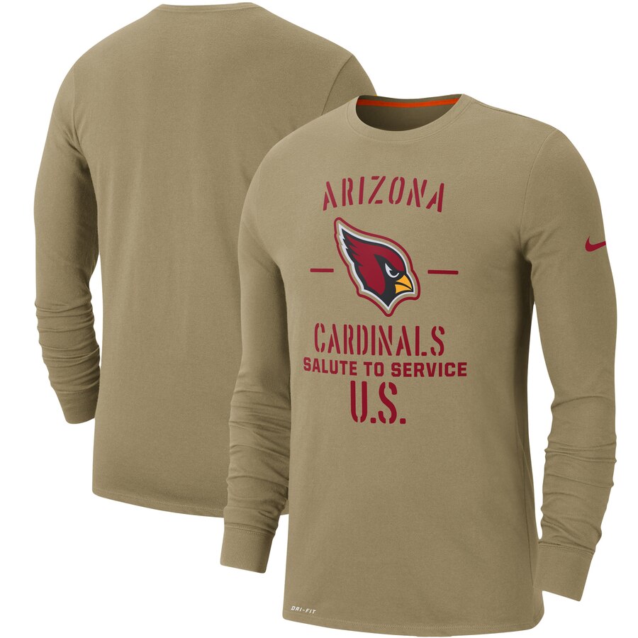 Men's Arizona Cardinals Nike Tan 2019 Salute to Service Sideline Performance Long Sleeve Shirt