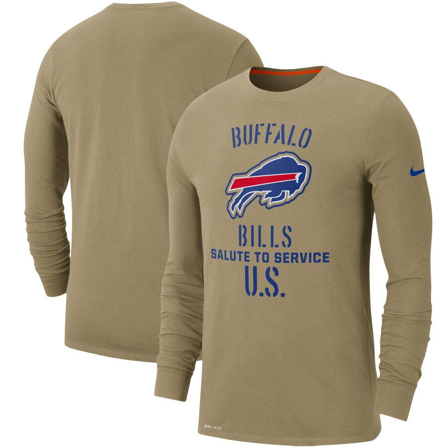 Men's Buffalo Bills Nike Tan 2019 Salute to Service Sideline Performance Long Sleeve Shirt