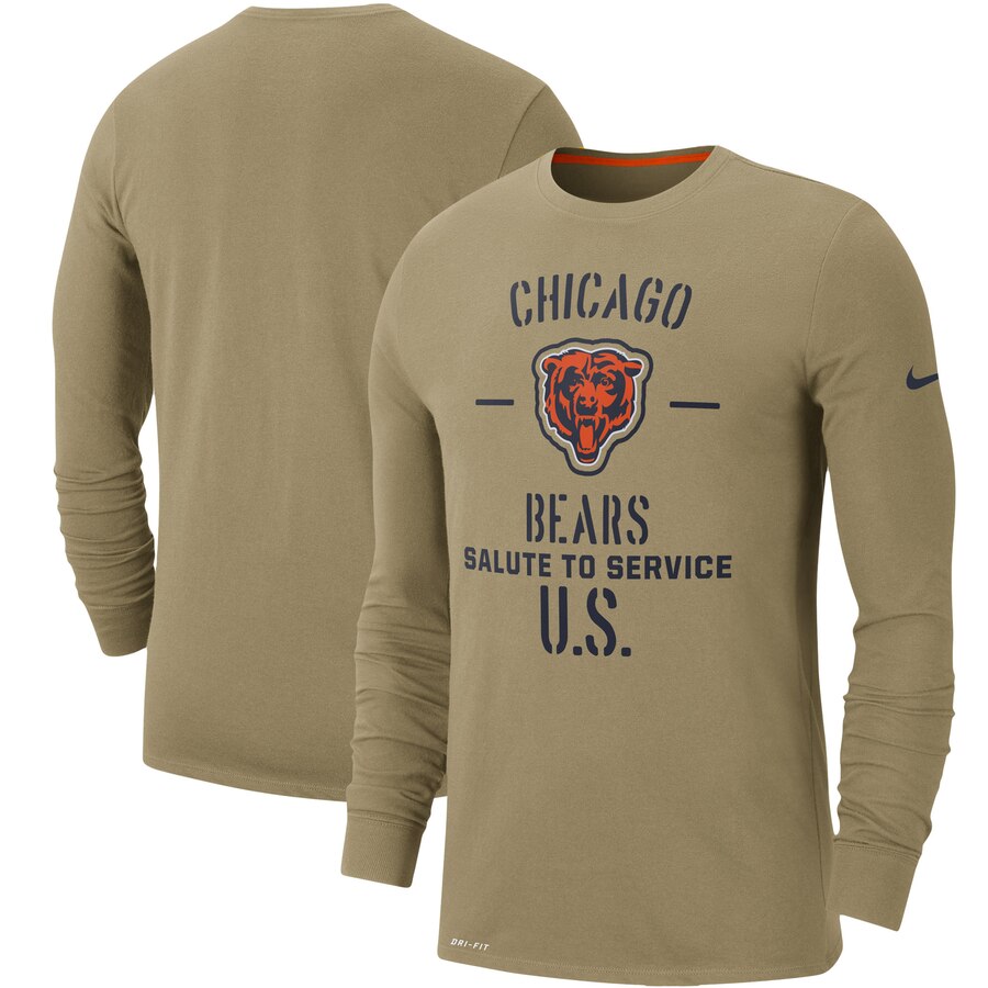 Men's Chicago Bears Nike Tan 2019 Salute to Service Sideline Performance Long Sleeve Shirt