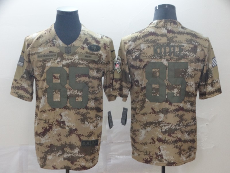 Nike 49ers 85 George Kittle 2018 Olive Camo Salute To Service Limited Jersey