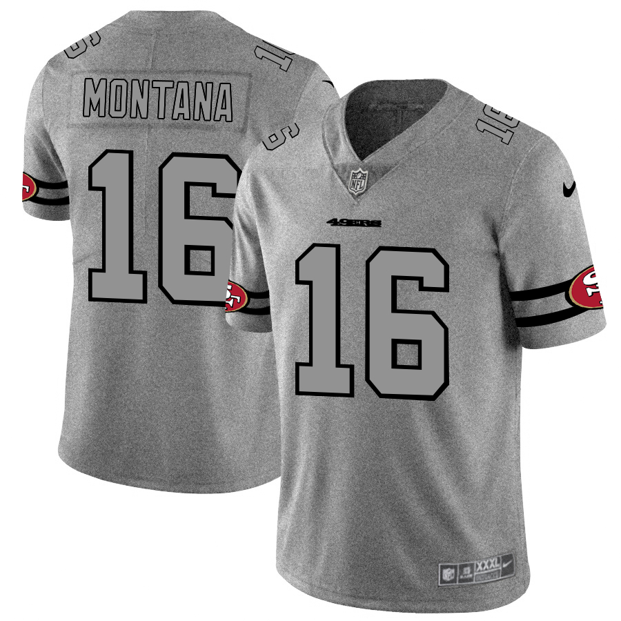 Nike 49ers 16 Joe Montana 2019 Gray Gridiron Gray Vapor Untouchable Limited Jersey