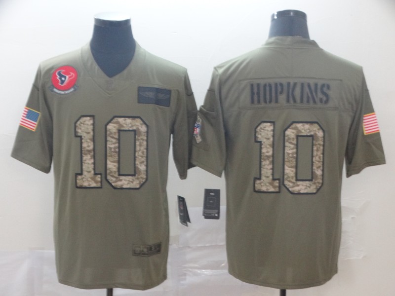 Nike Texans 10 DeAndre Hopkins 2019 Olive Camo Salute To Service Limited Jersey