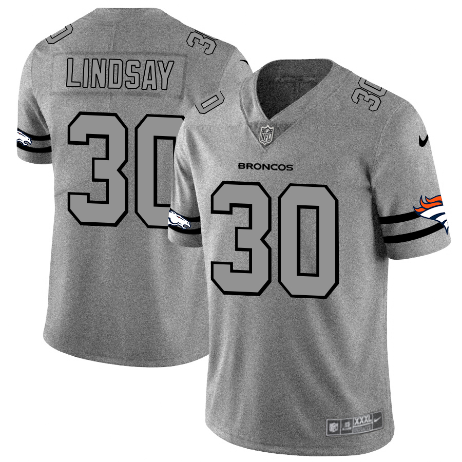 Nike Broncos 30 Phillip Lindsay 2019 Gray Gridiron Gray Vapor Untouchable Limited Jersey