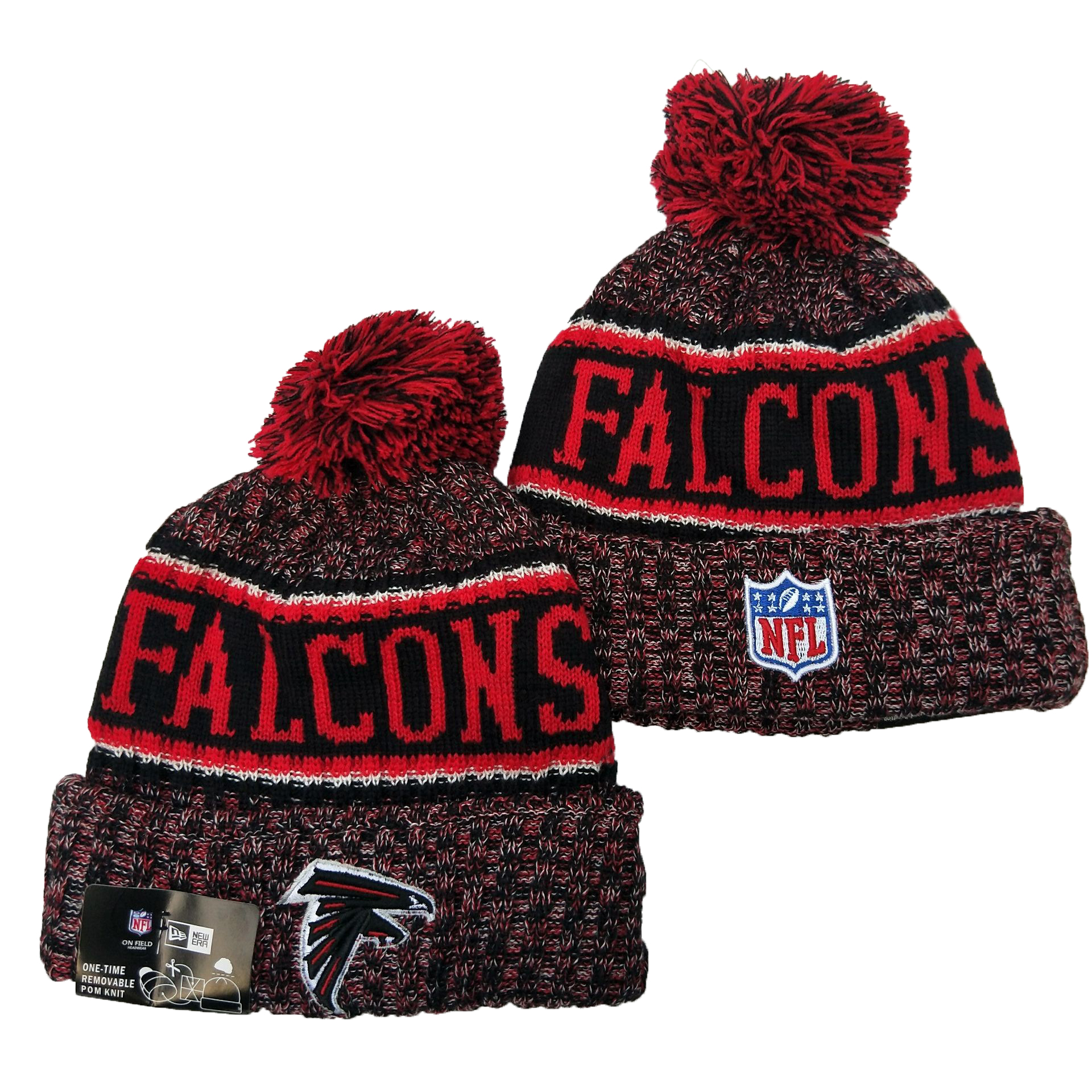 Falcons Team Logo Red Pom Knit Hat YD