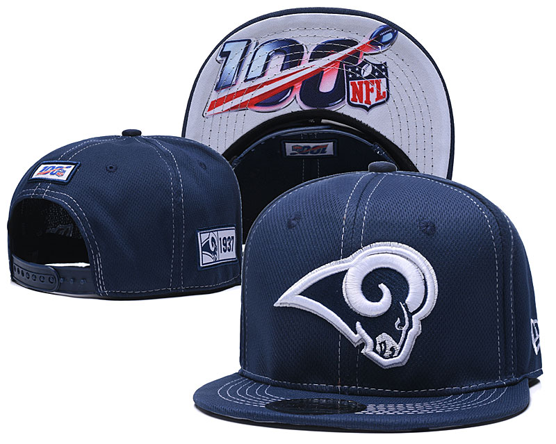 Rams Team Logo Navy 100th Seanson Adjustable Hat YD