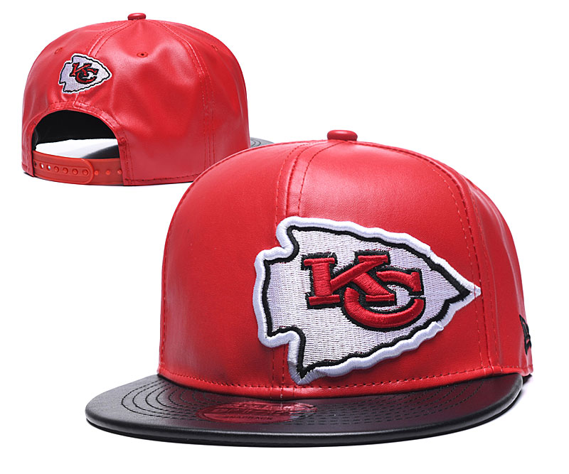 Chiefs Team Logo Red Leather Adjustable Hat GS