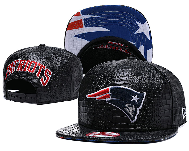 Patriots Team Logo Black Leather Adjustable Hat GS