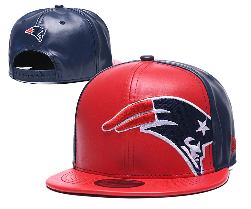 Patriots Team Logo Red Navy Leather Adjustable Hat GS