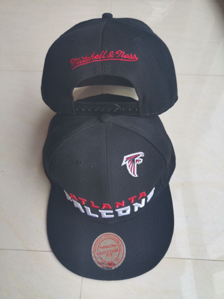Falcons Team Logo Black Mitchell & Ness Adjustable Hat LT
