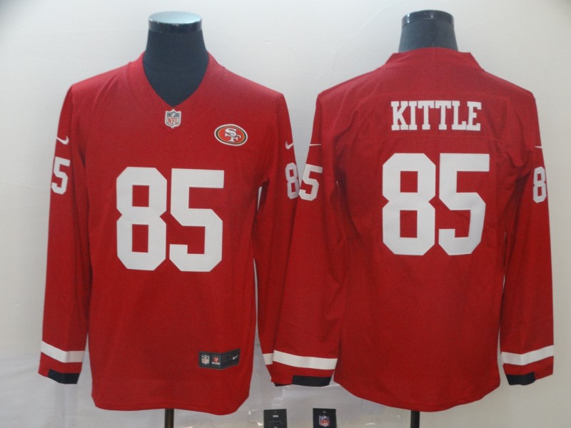 Nike 49ers 85 George Kittle Red Therma Long Sleeve Jersey