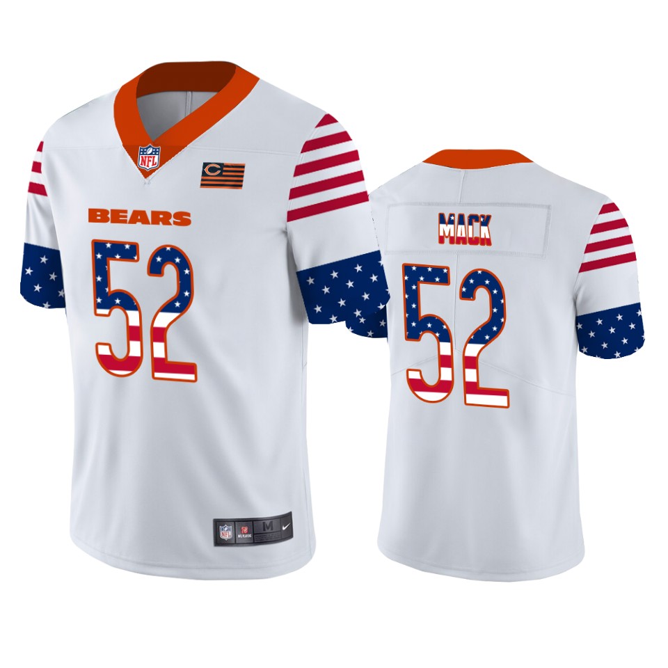 Nike Bears 52 Khalil Mack White USA Flag Fashion Limited Jersey