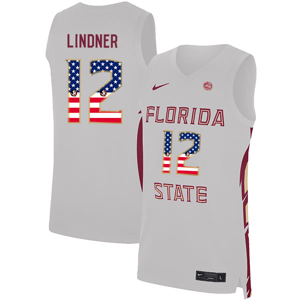 Florida State Seminoles 12 Justin Lindner White Nike USA Flag Basketball College Jersey