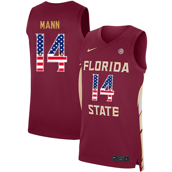 Florida State Seminoles 14 Terance Mann Red Nike USA Flag Basketball College Jersey