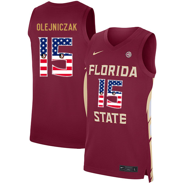 Florida State Seminoles 15 Dominik Olejniczak Red Nike USA Flag Basketball College Jersey