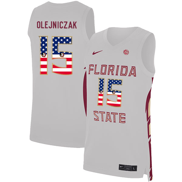 Florida State Seminoles 15 Dominik Olejniczak Whie Nike USA Flag Basketball College Jersey