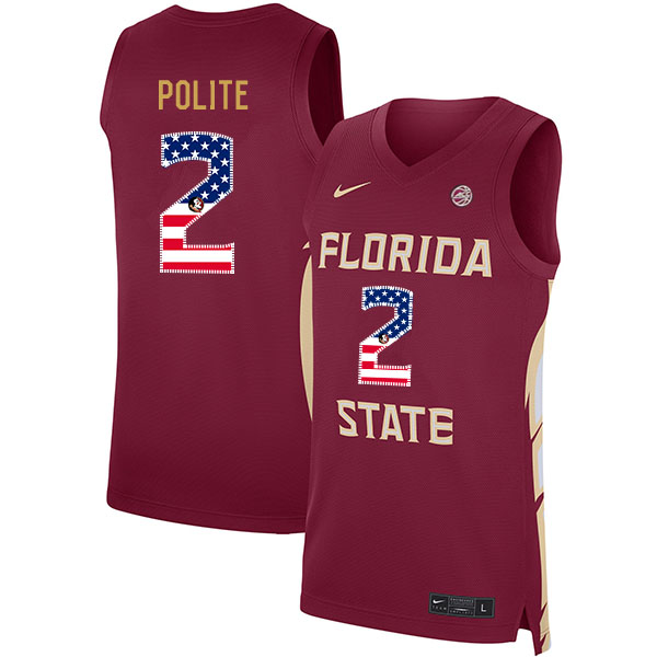 Florida State Seminoles 2 Anthony Polite Red Nike USA Flag Basketball College Jersey