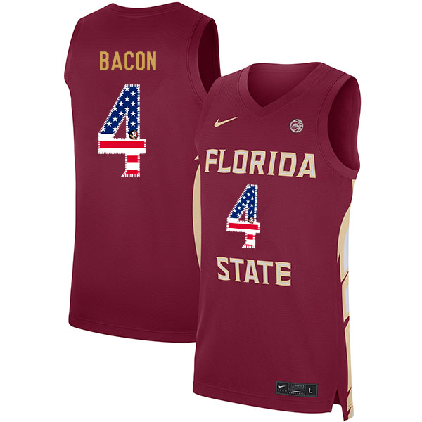 Florida State Seminoles 4 Dwayne Bacon Red Nike USA Flag Basketball College Jersey