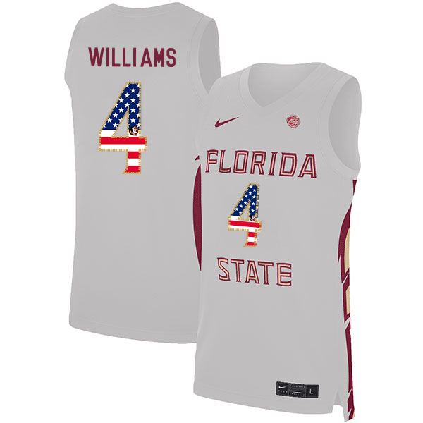 Florida State Seminoles 4 Patrick Williams White Nike USA Flag Basketball College Jersey