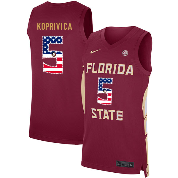 Florida State Seminoles 5 Balsa Koprivica Red Nike USA Flag Basketball College Jersey