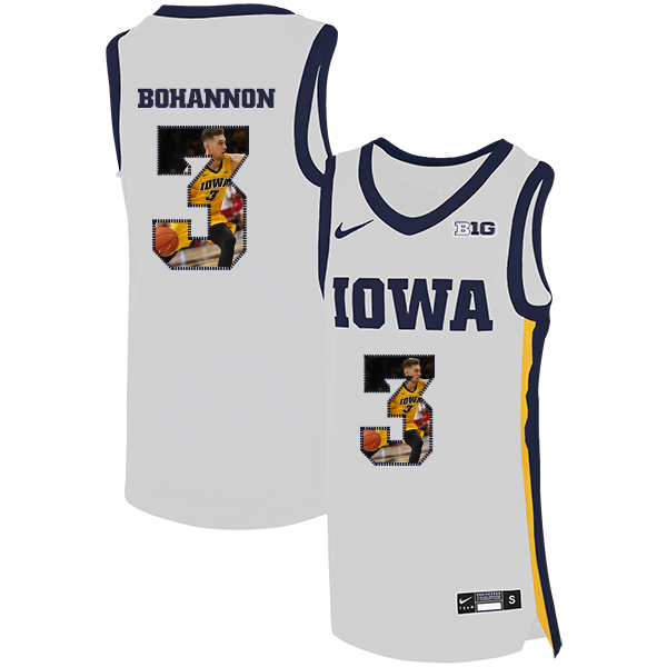 Iowa Hawkeyes 3 Jordan Bohannon White Nike Basketball College Fashion Jersey