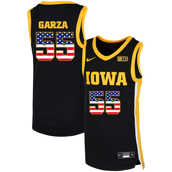 Iowa Hawkeyes 55 Luka Garza Black Nike USA Flag Basketball College Jersey