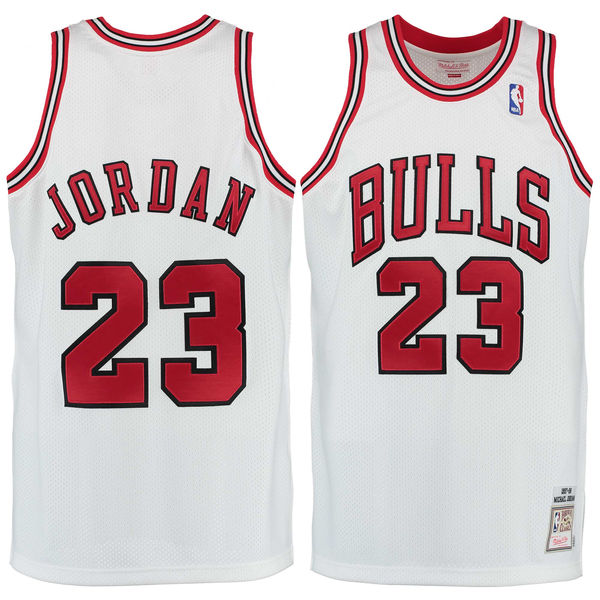 Bulls 23 Michael Jordan White Hardwood Classics Jerseys