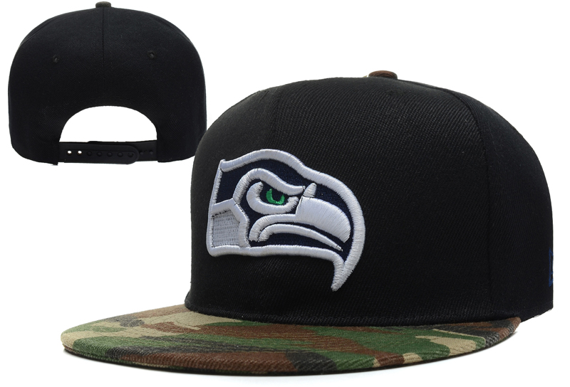 Seahawks Team Logo Black Camo Adjustable Hat LX