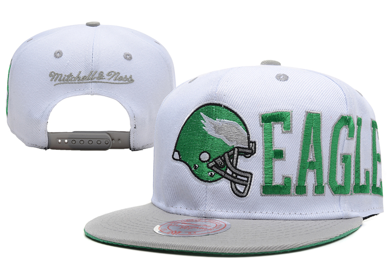 Eagles Team Logo White Mitchell & Ness Adjustable Hat LX