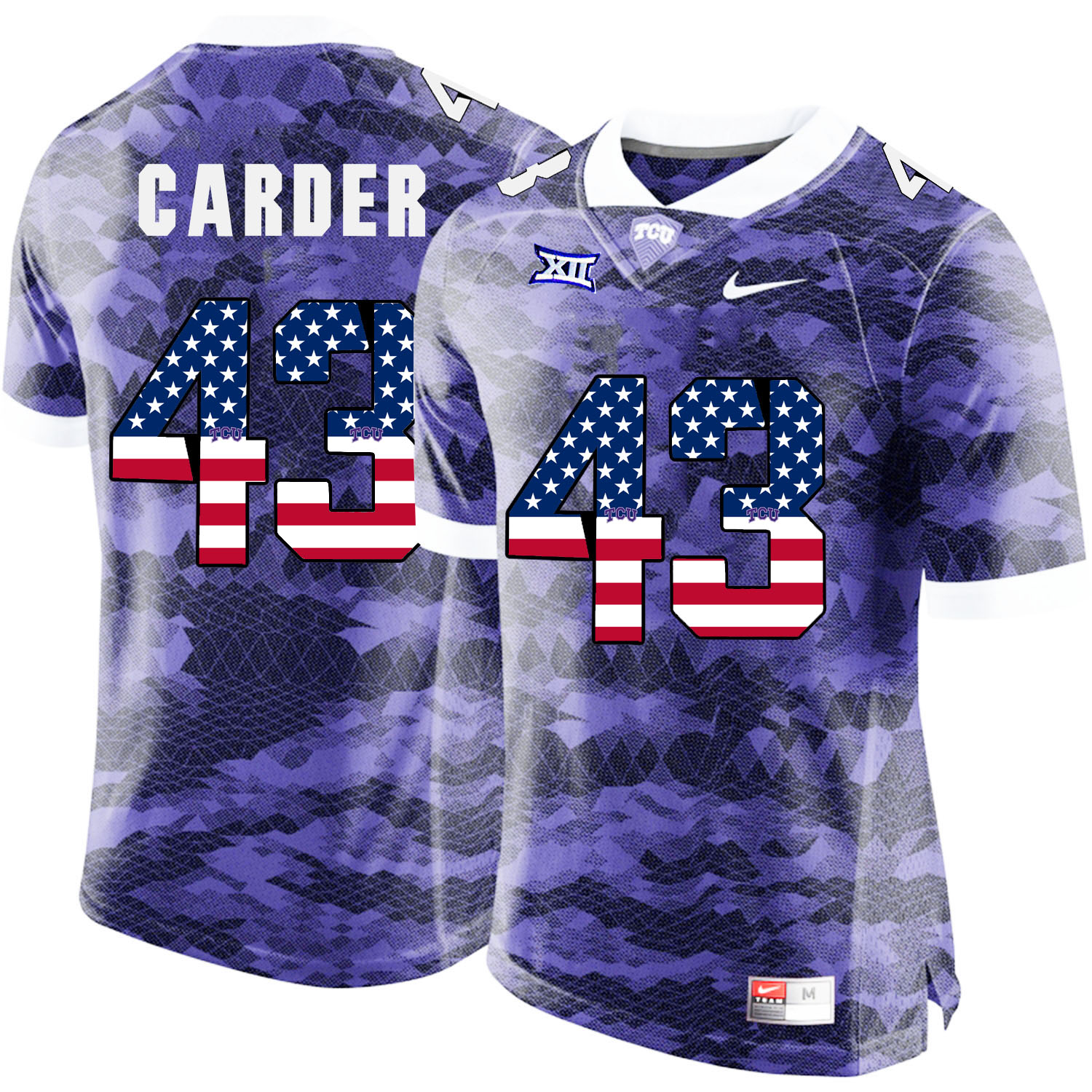 TCU Horned Frogs 43 Tank Carder Purple USA Flag College Football Jersey