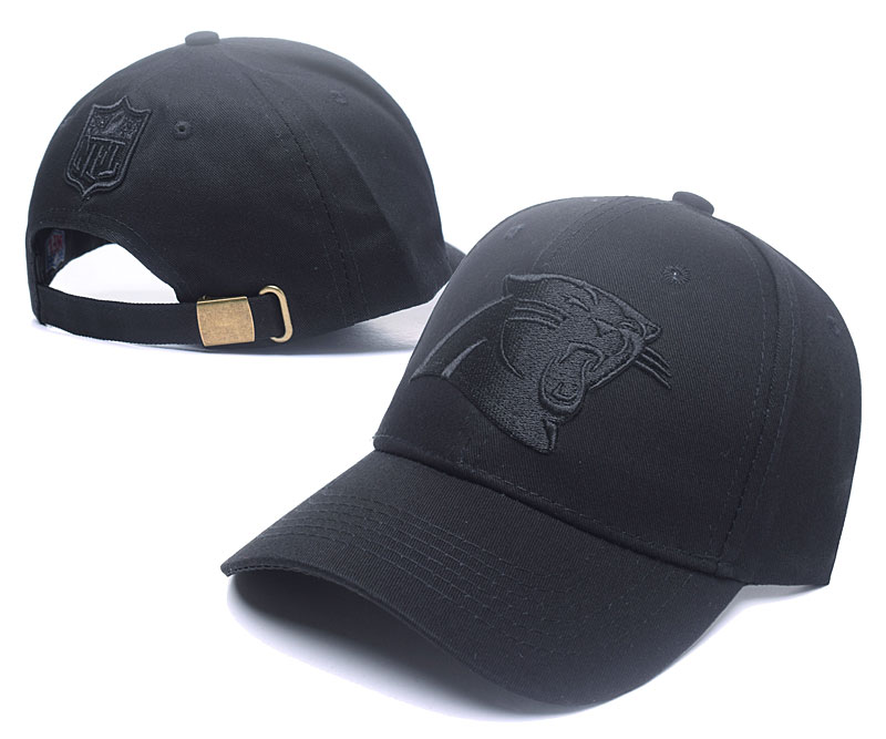 Panthers Team Logo All Black Peaked Adjustable Hat SG