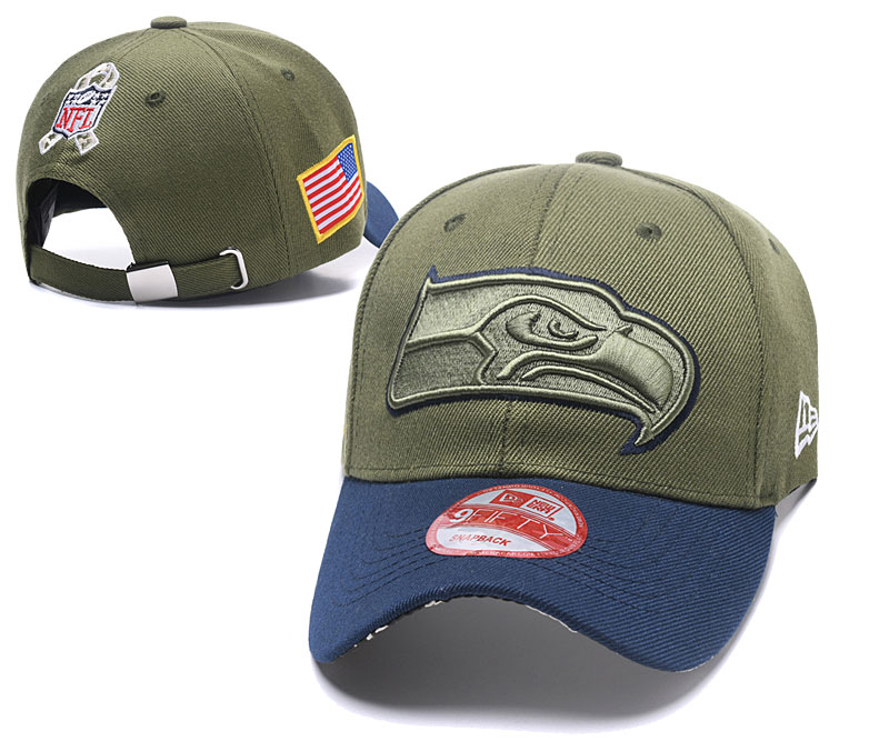 Seahawks Team Logo Olive Peaked Adjustable Hat SG