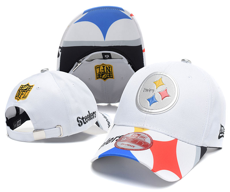 Steelers Team Logo White Peaked Adjustable Hat SG