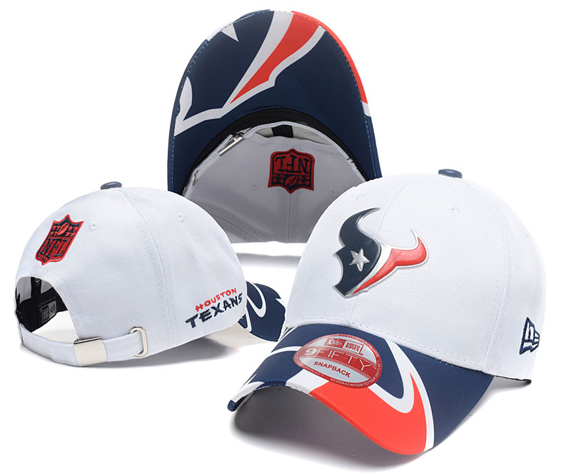 Texans Team Logo White Peaked Adjustable Hat SG