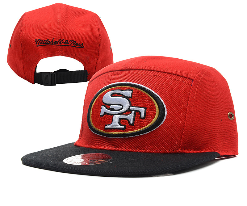49ers Fresh Logo Red Mitchell & Ness Adjustable Hat YD