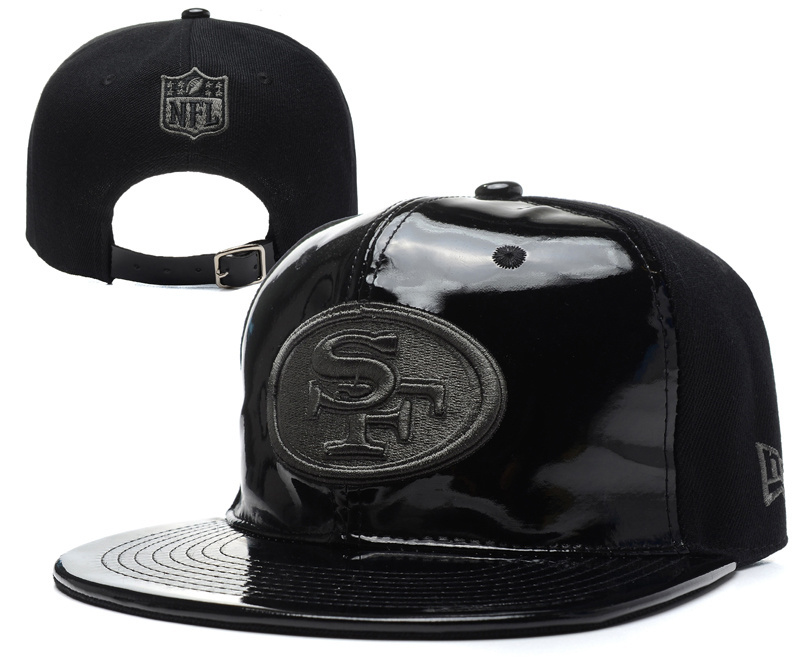 49ers Team Logo All Black Adjustable Hat YD