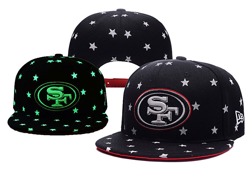 49ers Team Logo Black With Stars Adjustable Hat YD