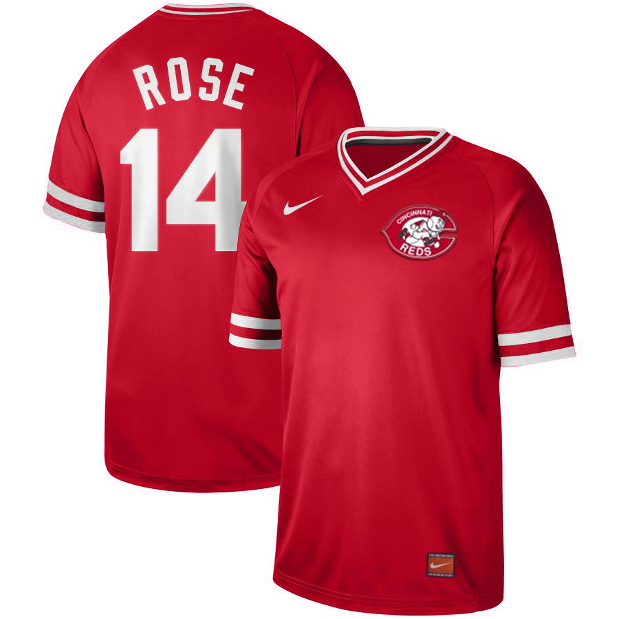 Reds 14 Pete Rose Red Throwback Jersey