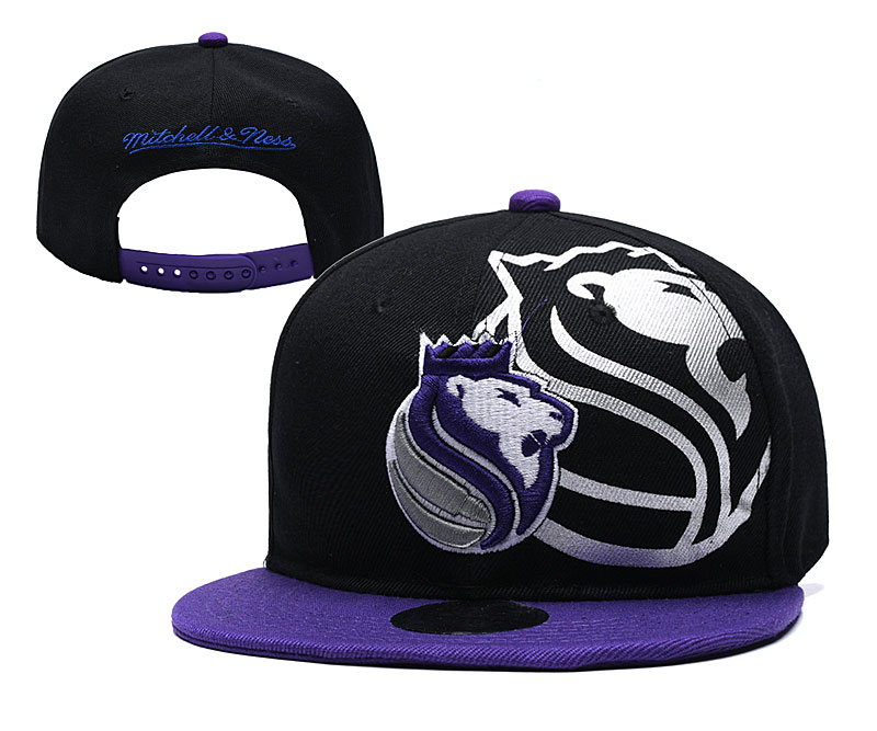 Kings Team Logo Black Purple Mitchell & Ness Adjustable Hat YD