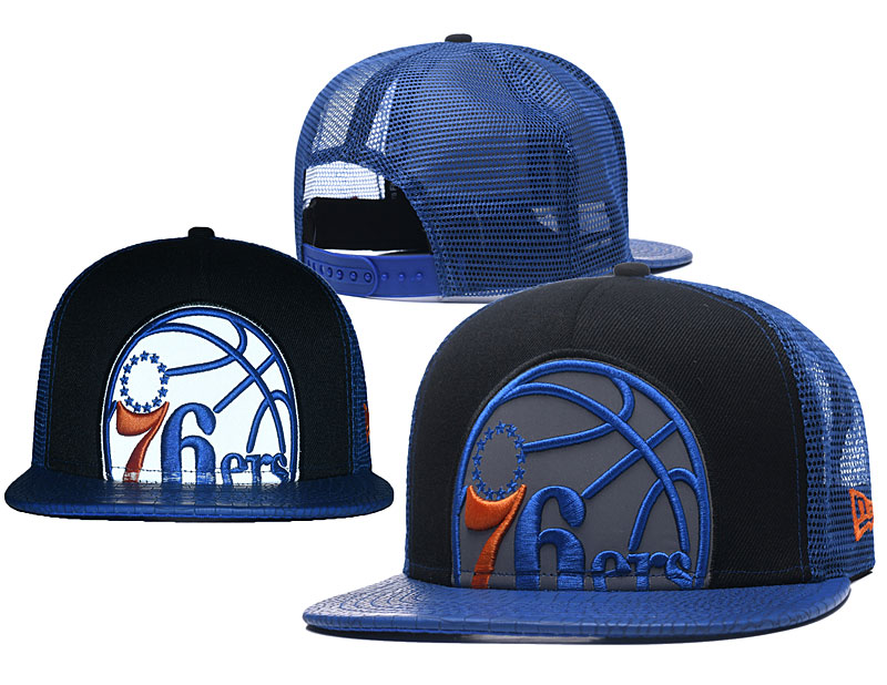 76ers Team Logo Blue Hollow Carved Adjustable Hat GS