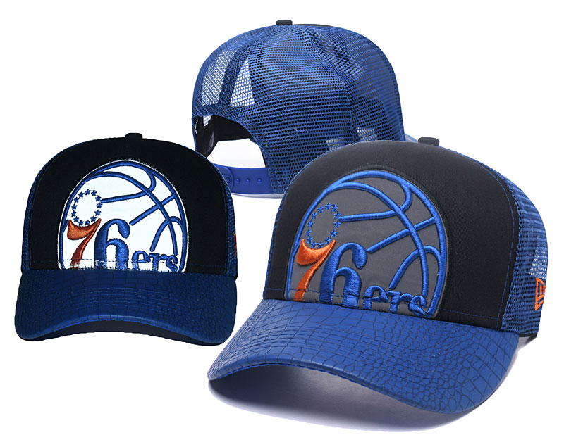 76ers Team Logo Blue Hollow Carved Peaked Adjustable Hat GS