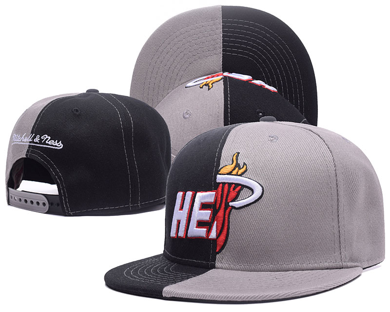 Heat Team Logo Black Gray Mitchell & Ness Adjustable Hat GS