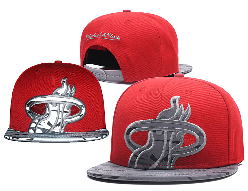 Heat Team Logo Red Silver Mitchell & Ness Adjustable Hat GS