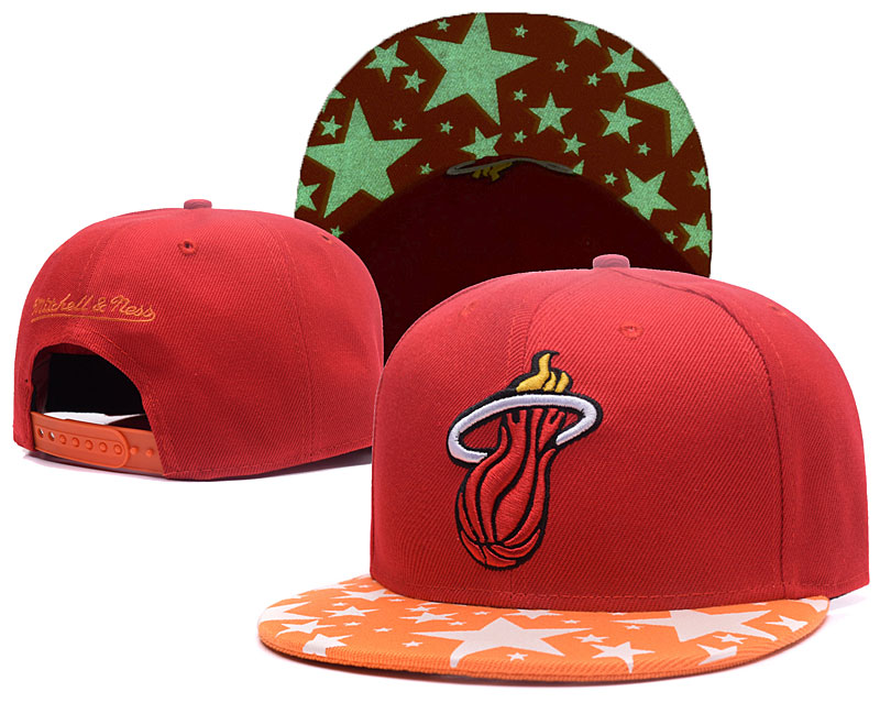 Heat Team Logo Red With Star Mitchell & Ness Adjustable Hat GS