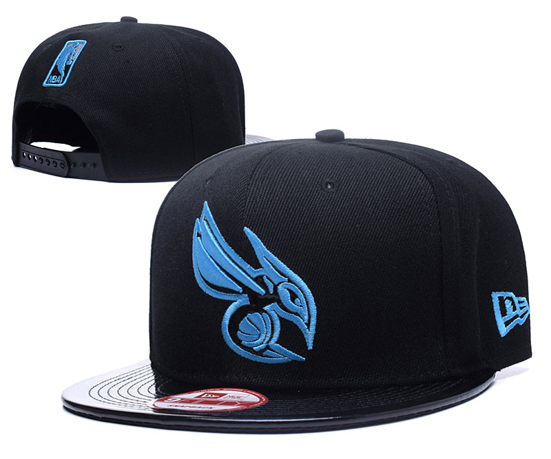 Hornets Team Logo Black Blue Adjustable Hat GS