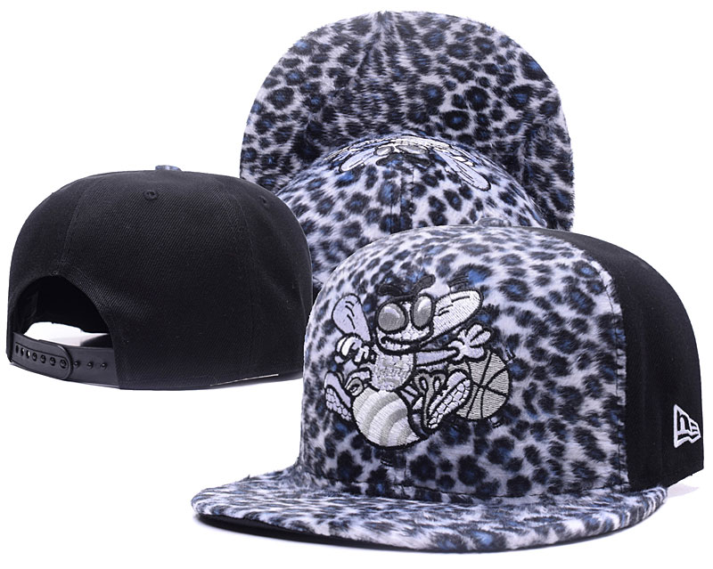 Hornets Team Logo Black Leopard Adjustable Hat GS