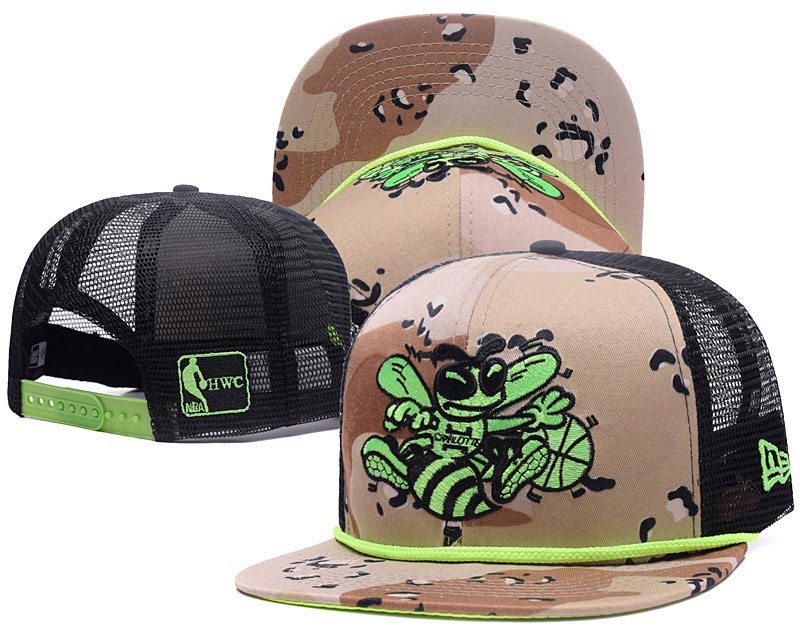 Hornets Team Logo Camo Hollow Carved Adjustable Hat GS