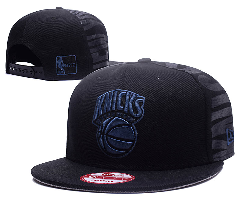 Knicks Team Logo All Black Adjustable Hat GS