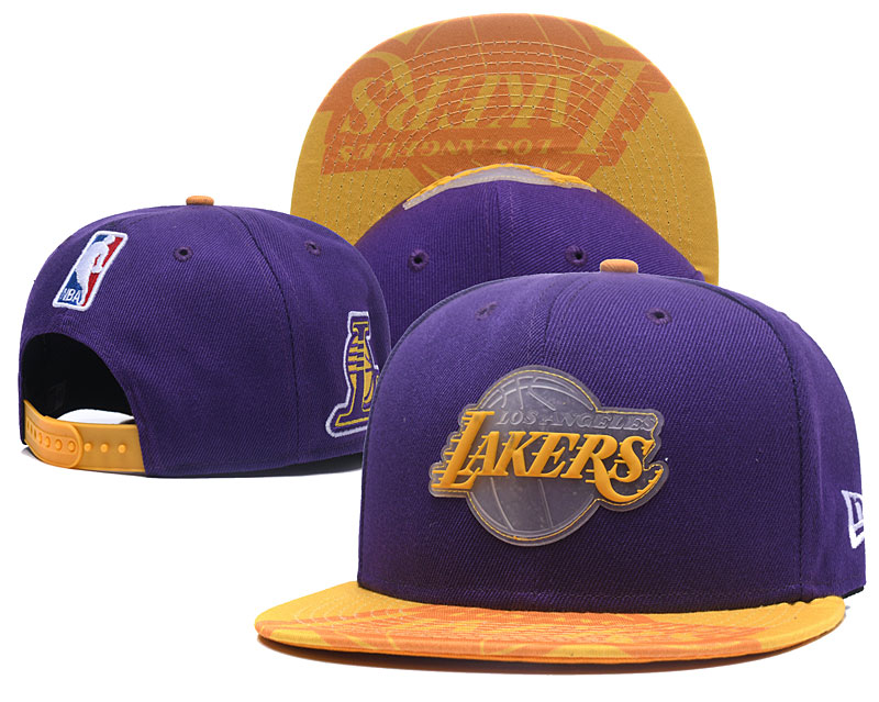Lakers Team Logo Purple Yellow Adjustable Hat GS
