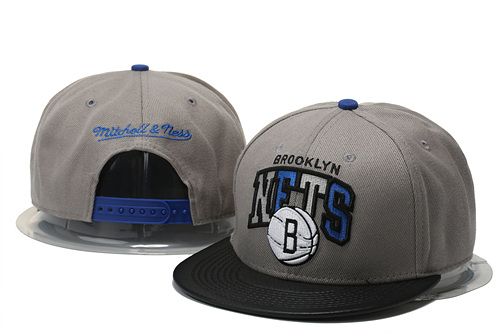 Nets Fresh Logo Gray Mitchell & Ness Adjustable Hat GS